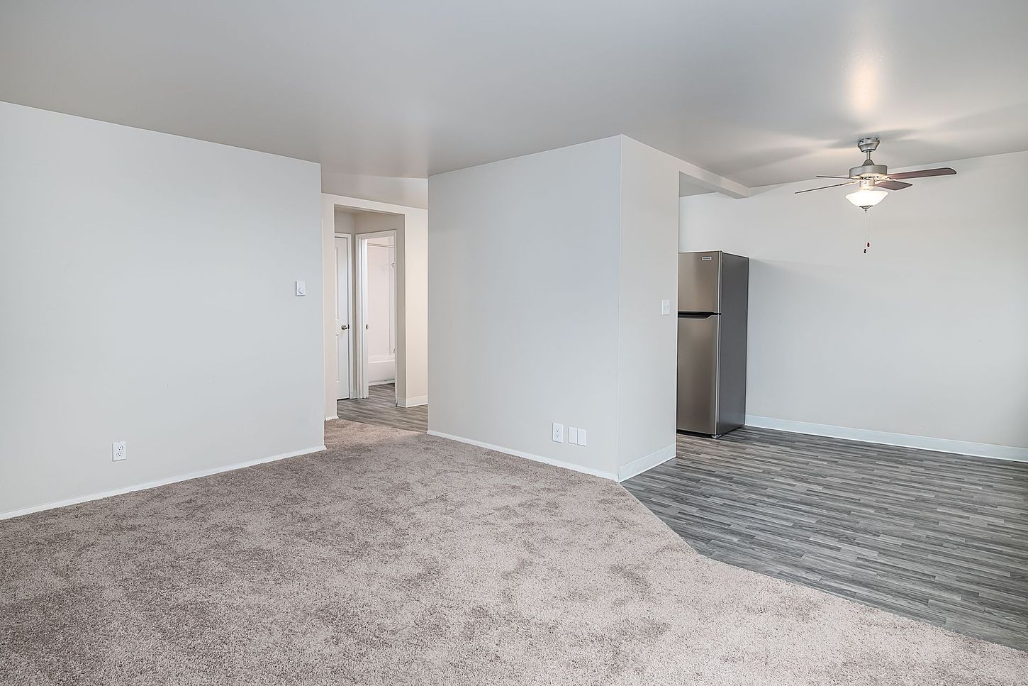 Photo showing the hallway area leading to the kitchen and back rooms