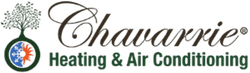 Chawrarrie Heating & Air Conditioning logo: tree over heat/cool symbol, script text with registered trademark.