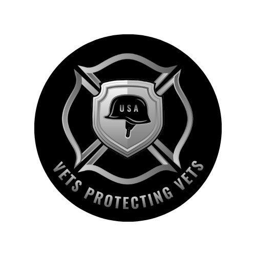 The logo for vets protecting vets is a shield with a helmet on it.