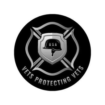 The logo for vets protecting vets is a shield with a helmet on it.