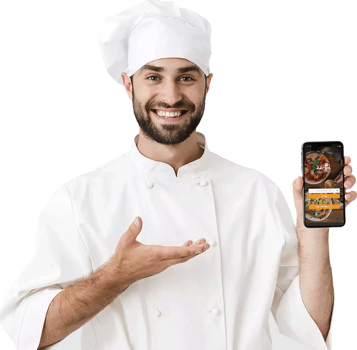 chef using online ordering app