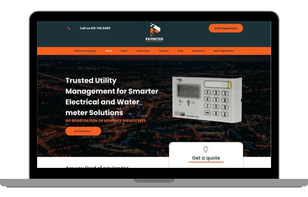 Webshure's website - Pay Meter