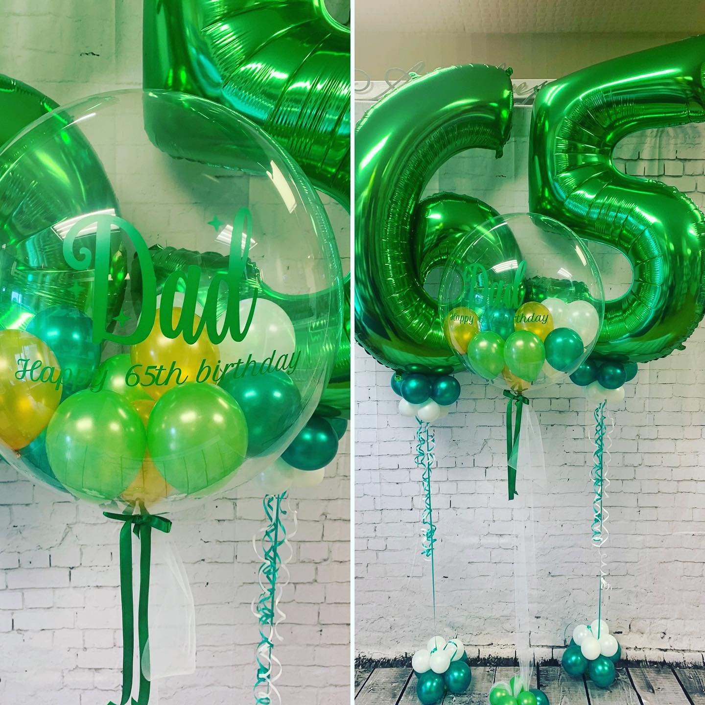 Green number balloons