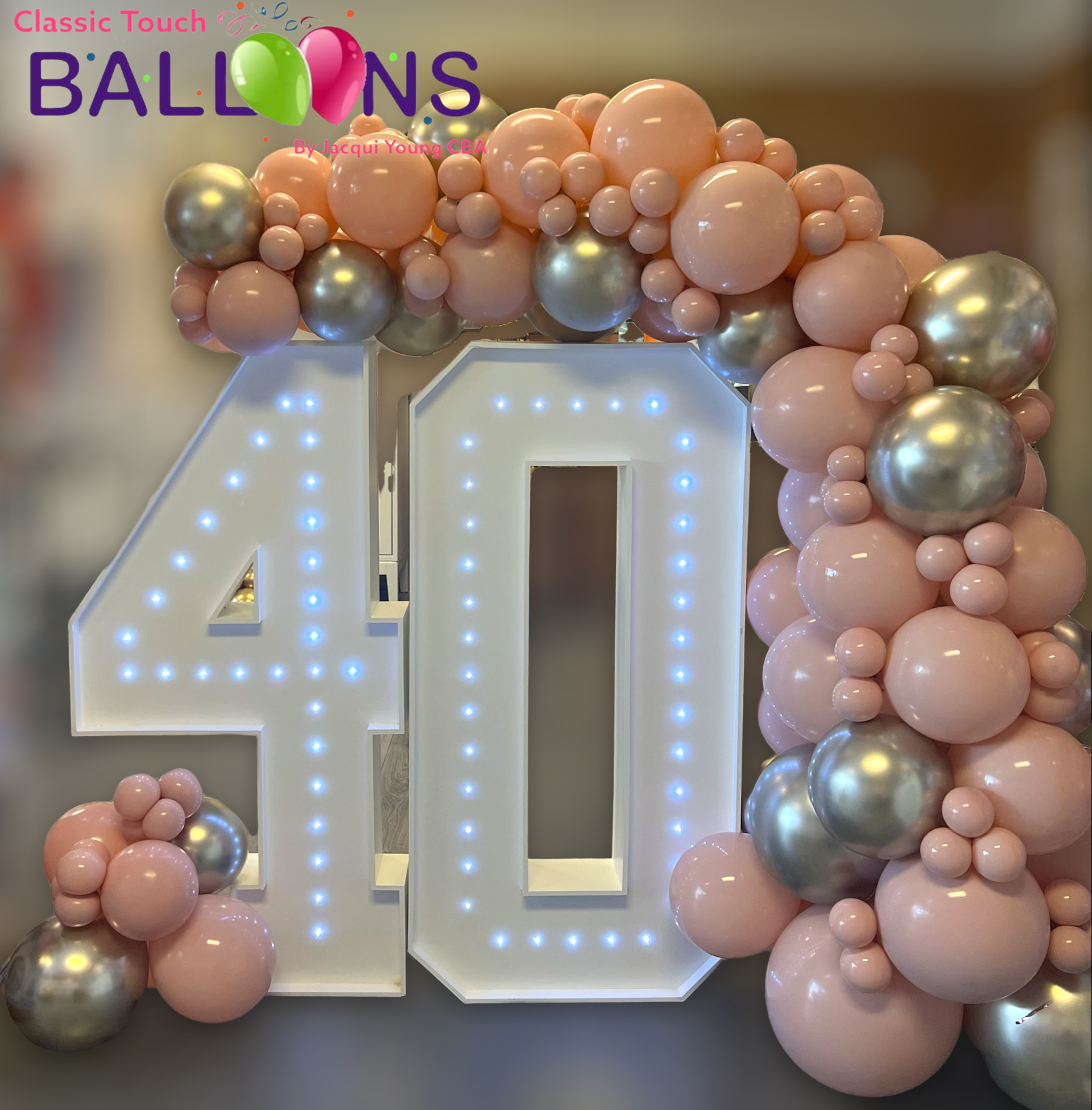 4ft light up numbers with balloon garland