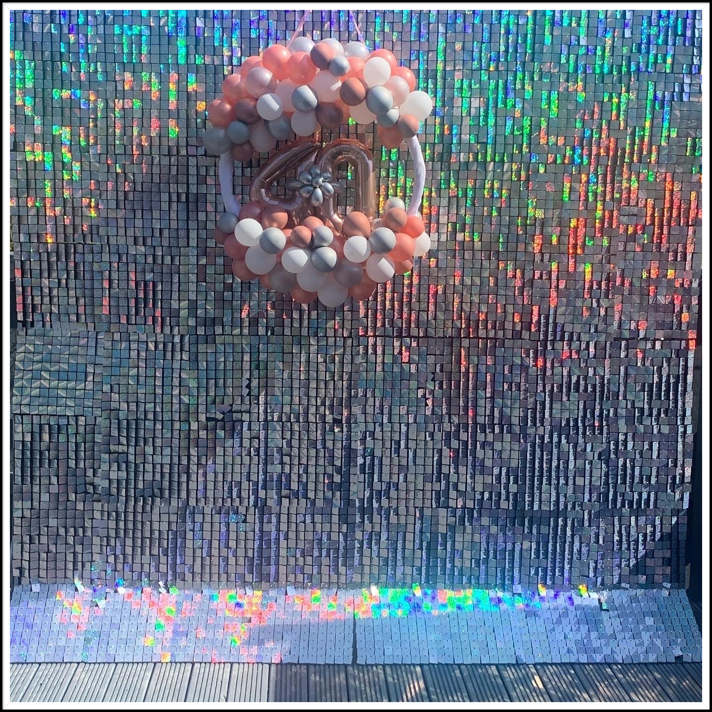 Sequin wall in the sun