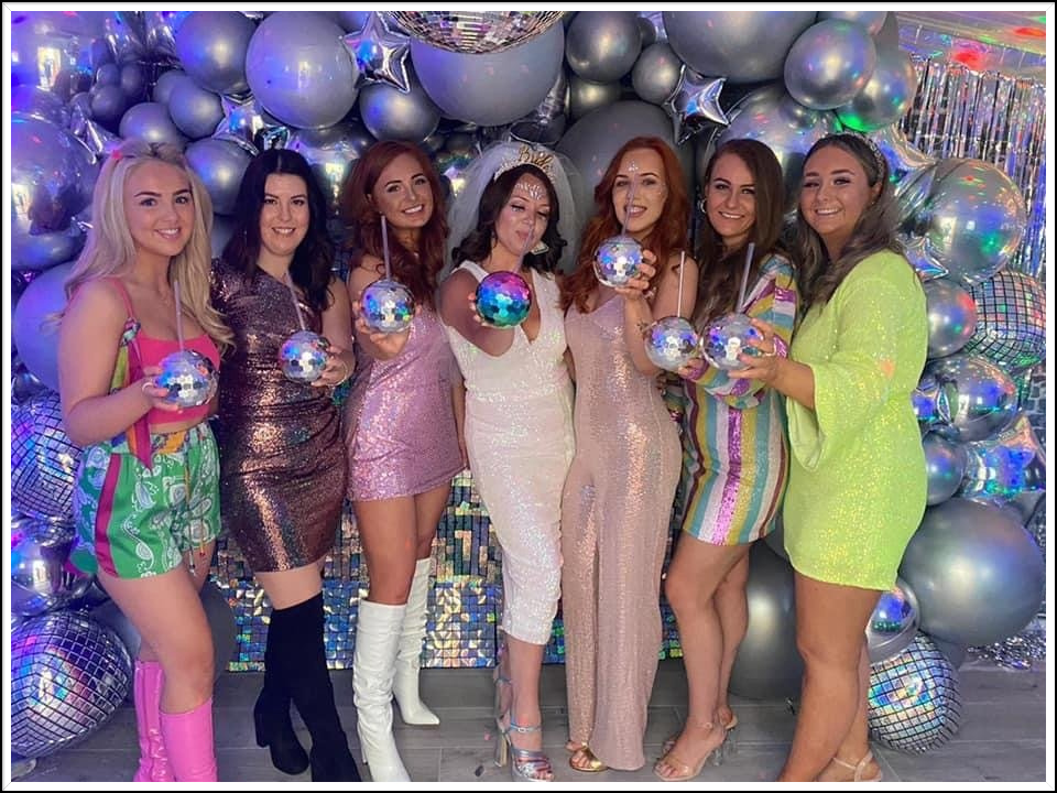 Hen party with sequin wall