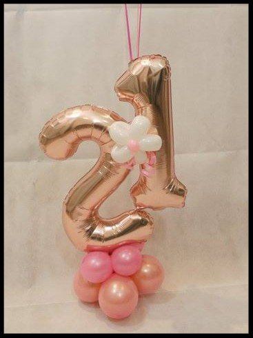 small rose gold number balloons