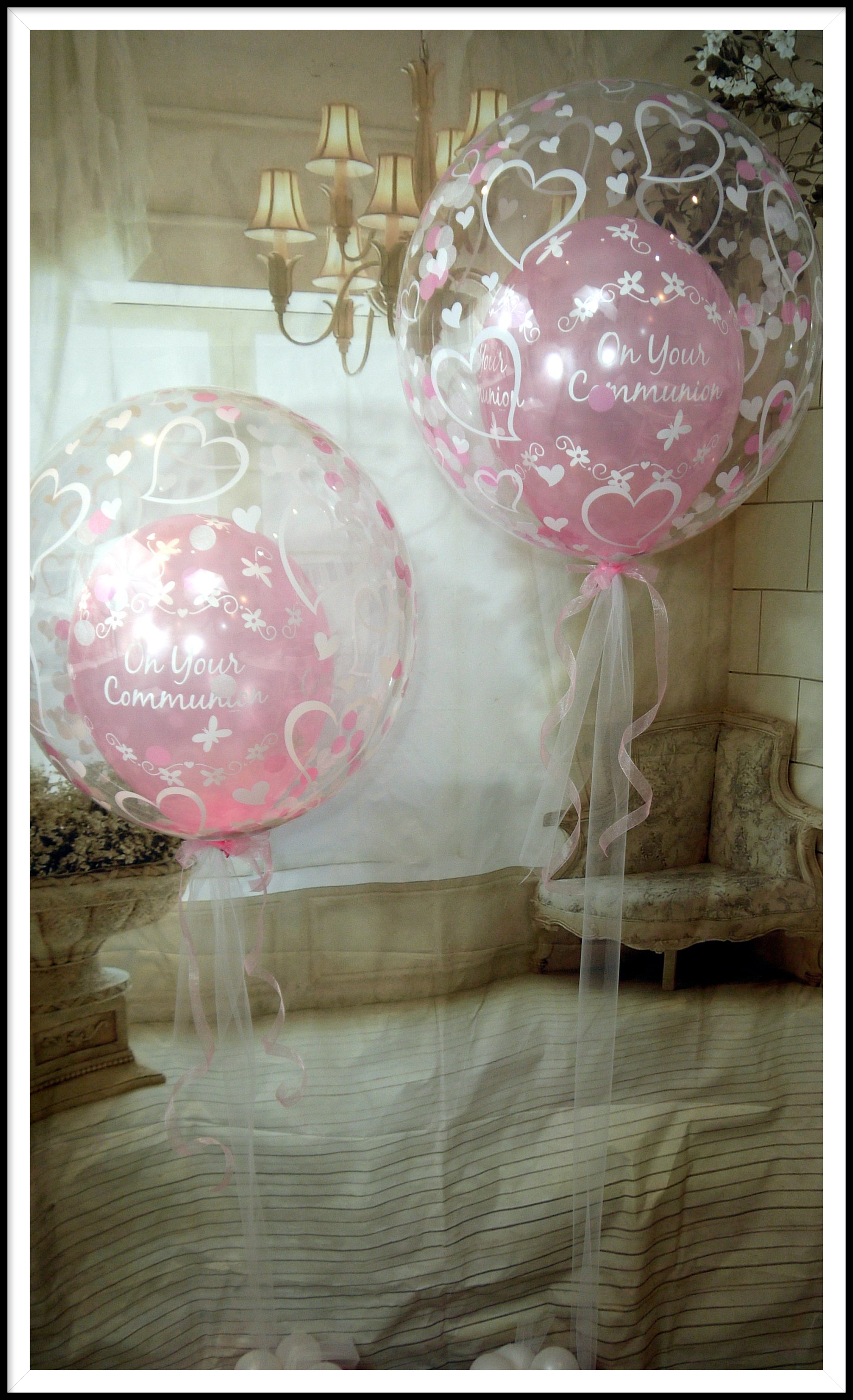 first communion bubbles balloons
