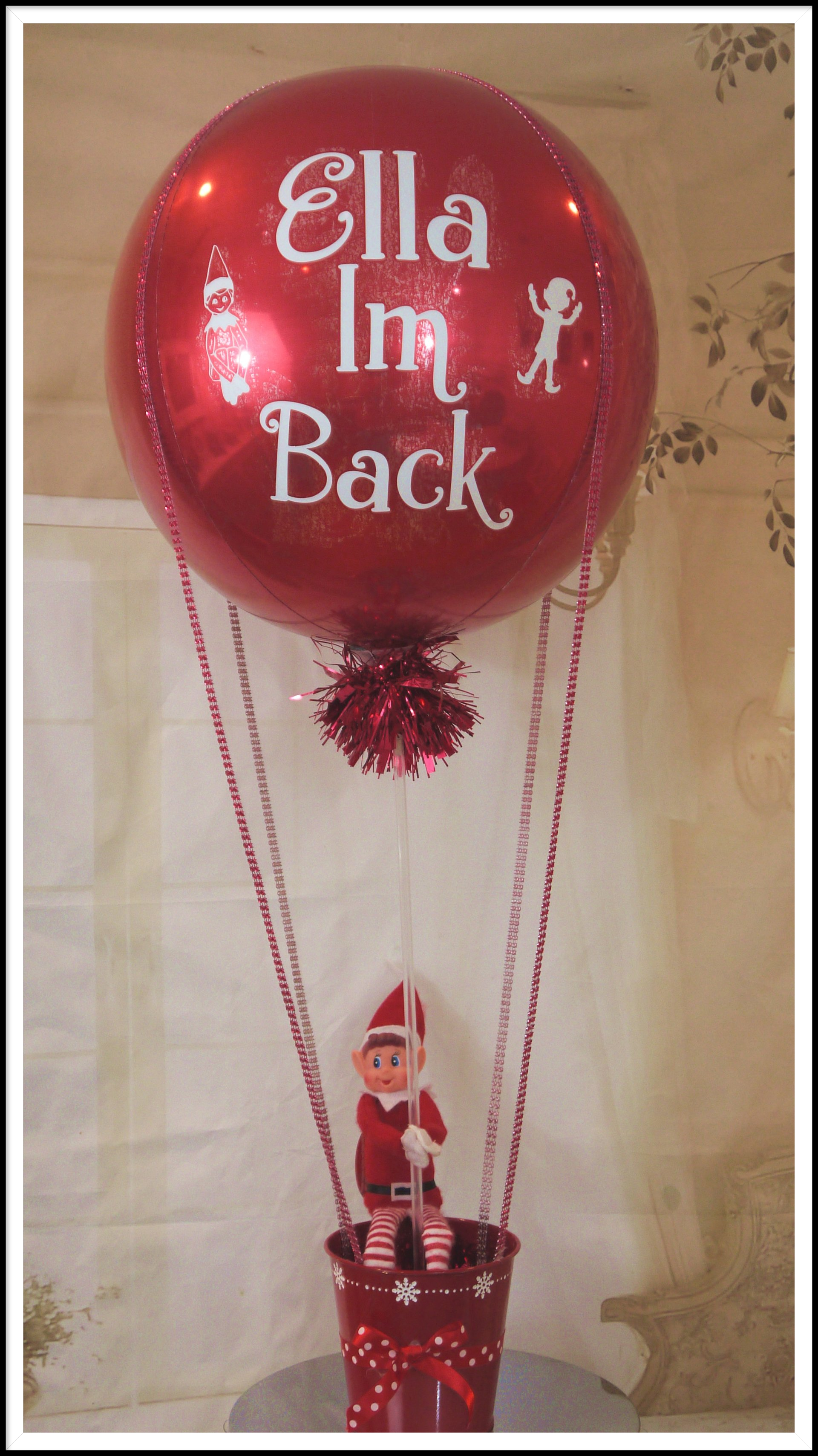 Christmas elf hot air balloon