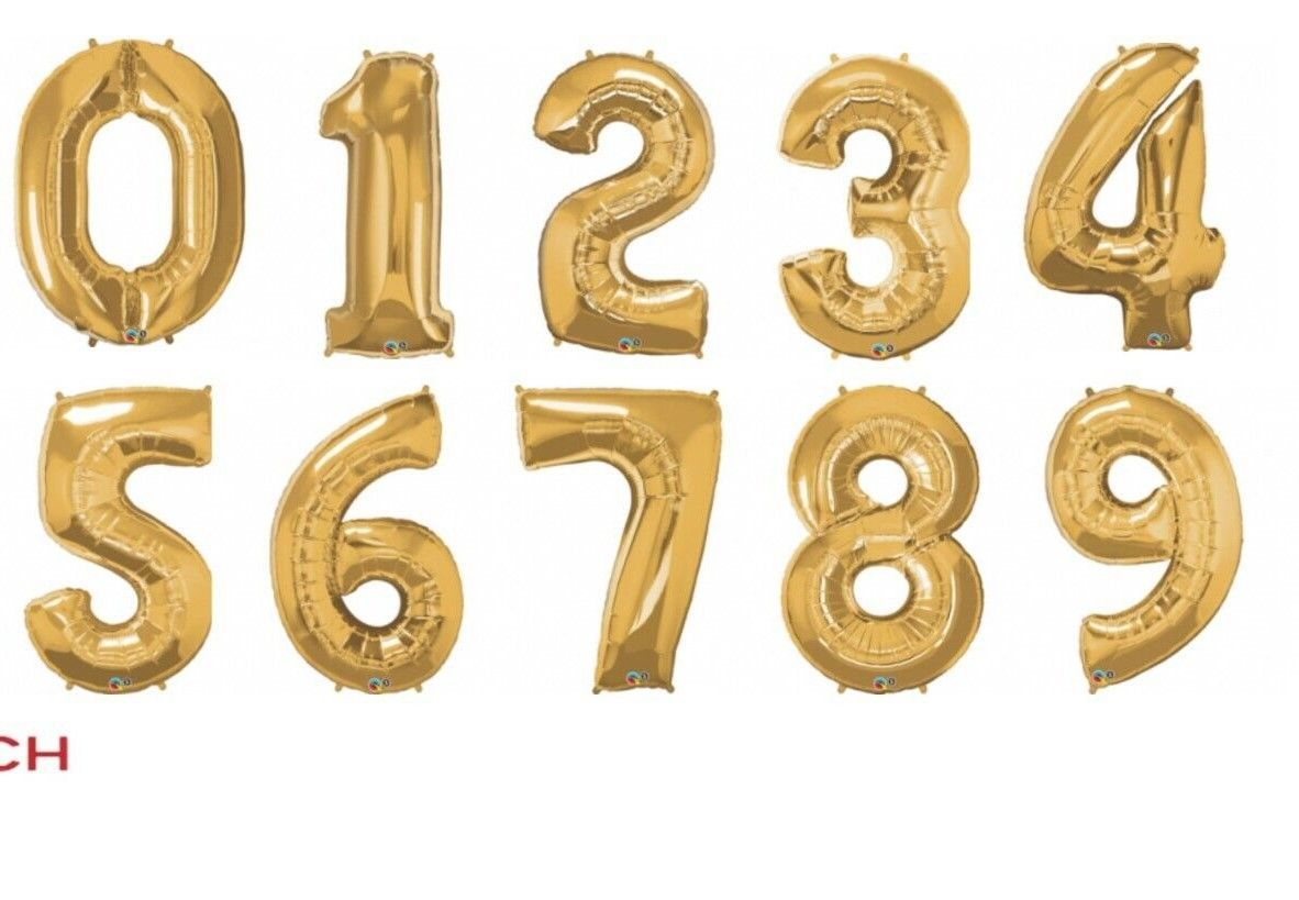 Gold number balloons