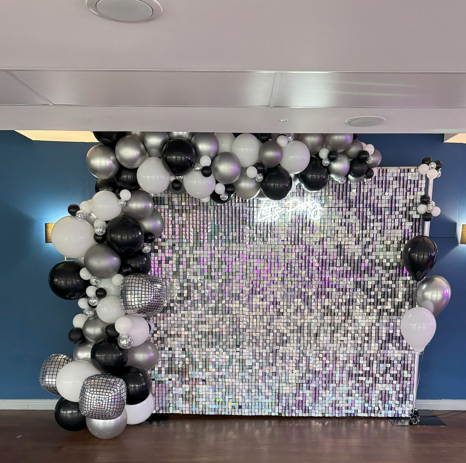 Siver sequin wall at Hamilton Park Race Course