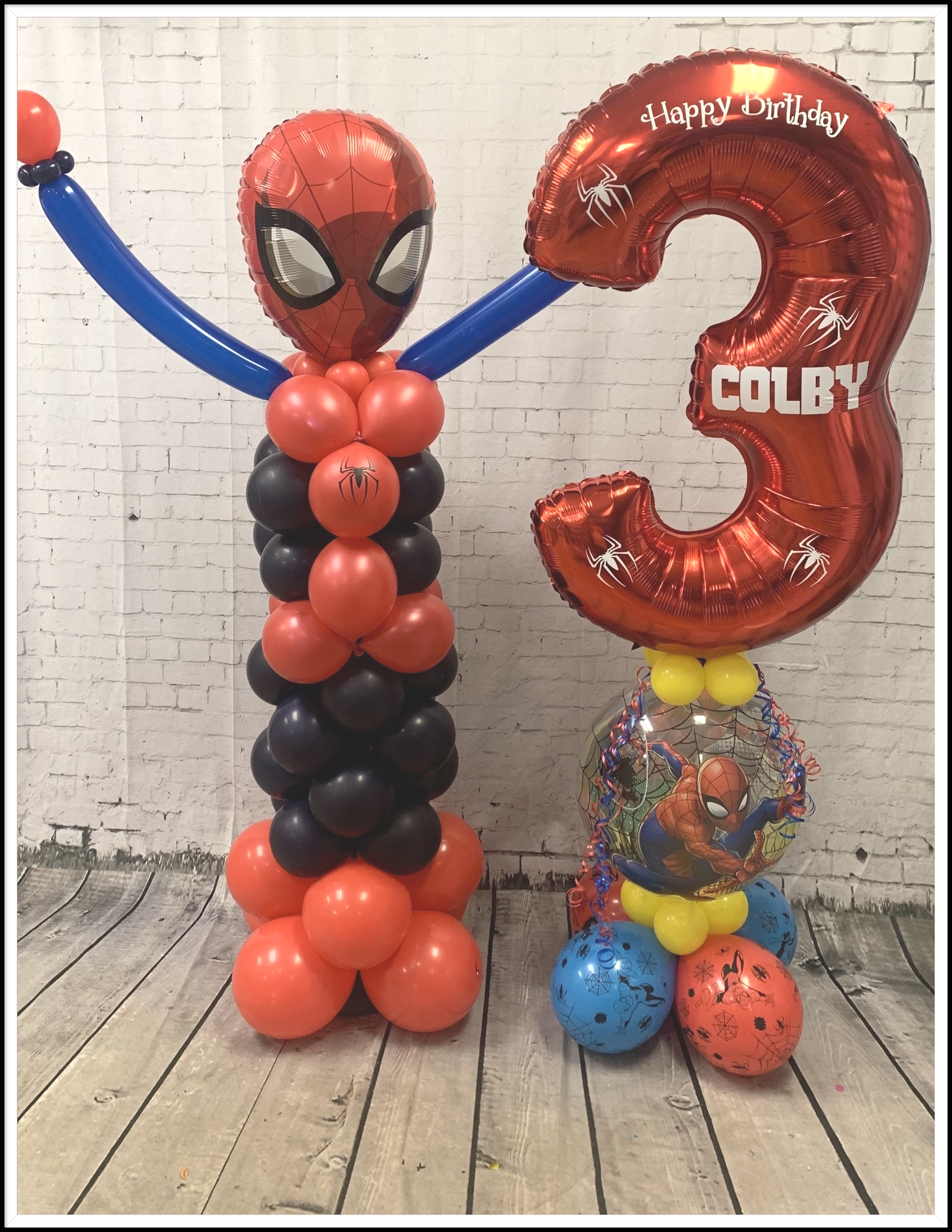 Spiderman number column and sculpture