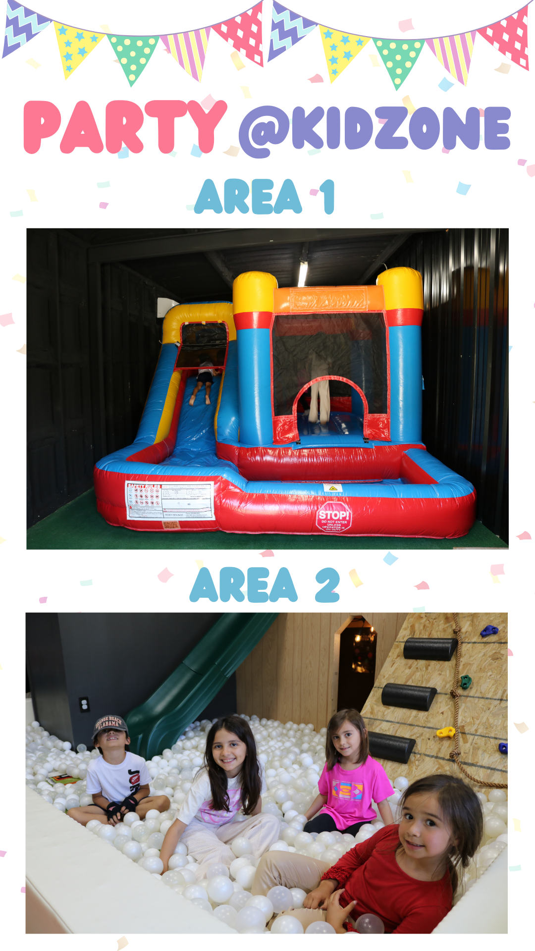 A group of children are playing in a bouncy house and ball pit.