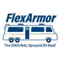 FlexArmor logo with blue text and RV illustration. Text reads 