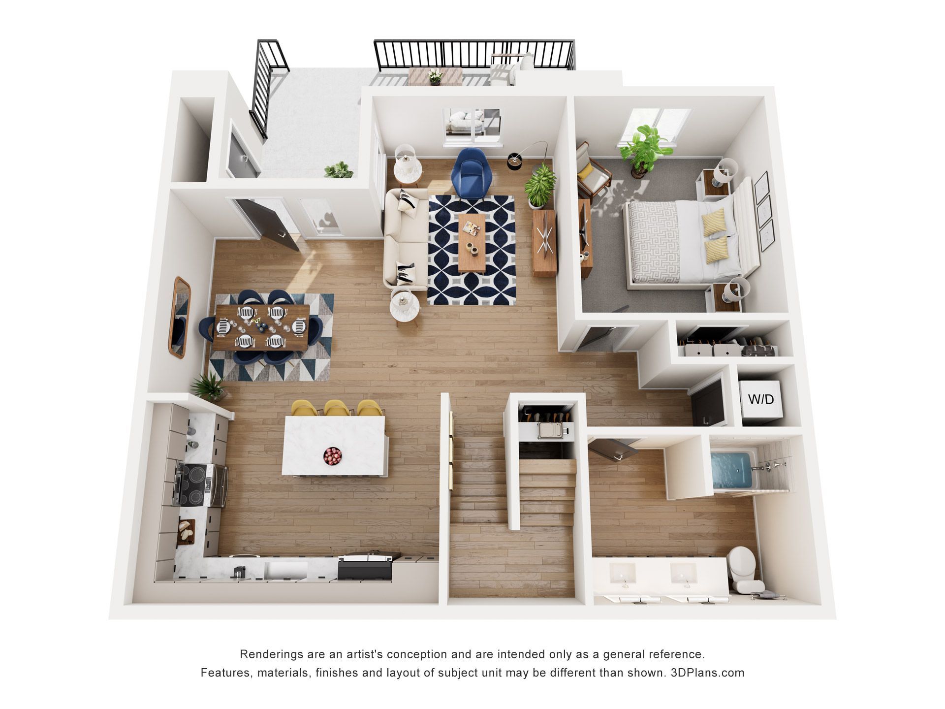 An aerial view of a floor plan of a house.