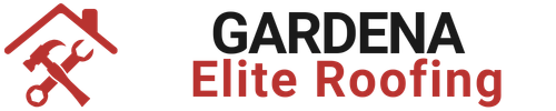 Logo of Gardena Elite Roofing: house with tools and text.