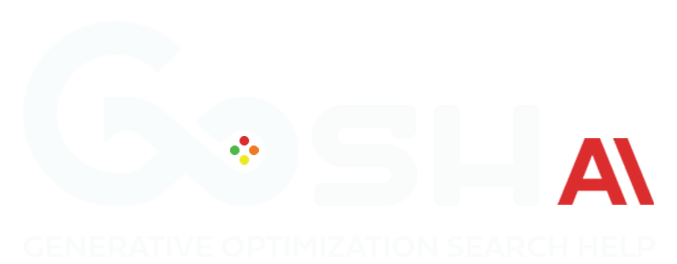GOSH AI logo with four colored hexagons inside a circle, and the letters GOSH in light green. AI in red.