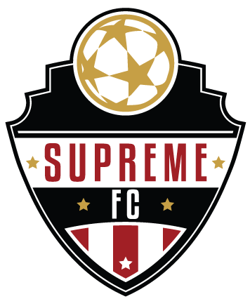 The logo for supreme fc is a shield with a soccer ball on it.