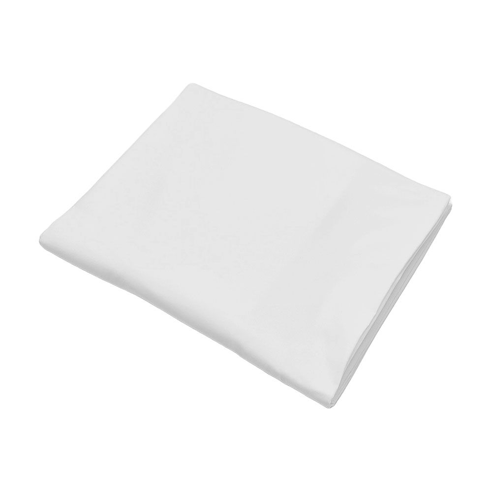 A white towel is sitting on a white surface.