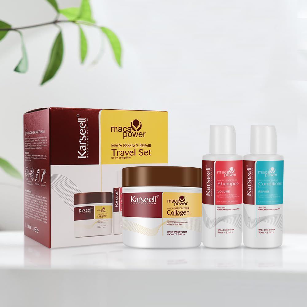 Set de viaje KarSeel: productos para el cuidado de la piel, incluida crema de colágeno.