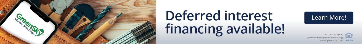 A sign that says deferred interest financing available