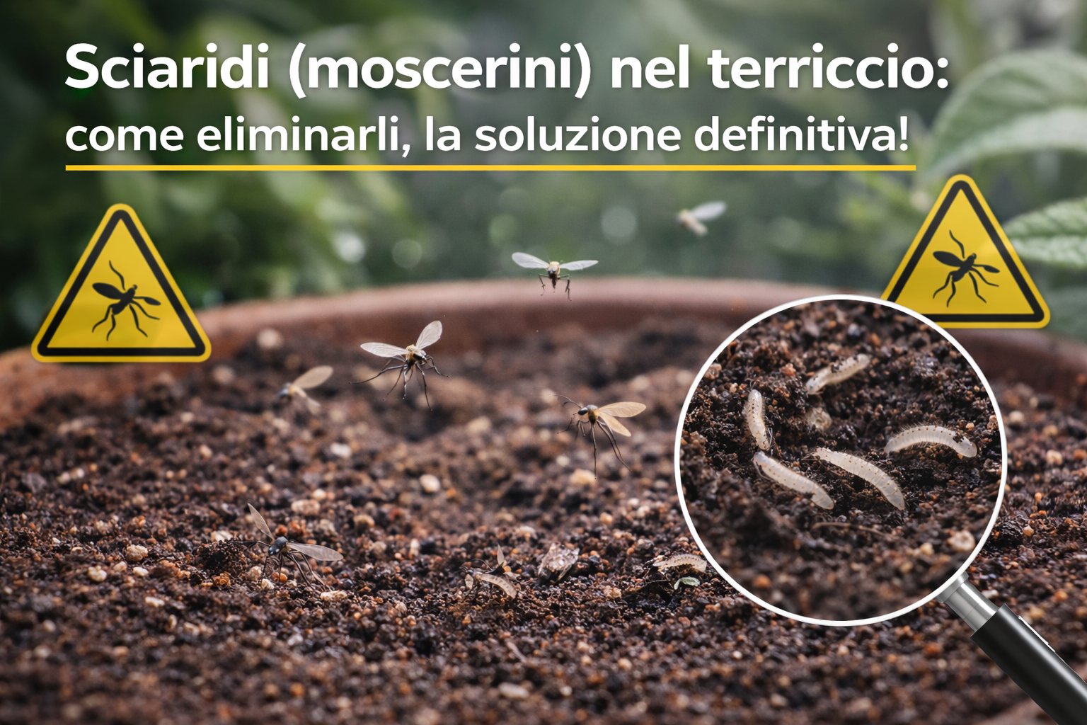 Sciaridi moscerini nel terriccio: come eliminarli davvero