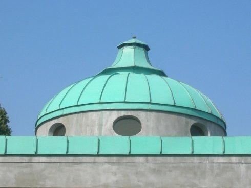 cupola in rame verde con doppia aggraffatura
