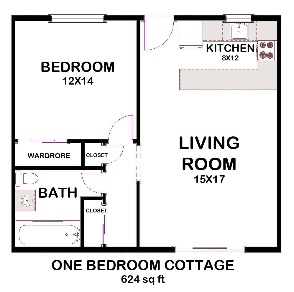 One Bedroom Cottage  Floor Plan