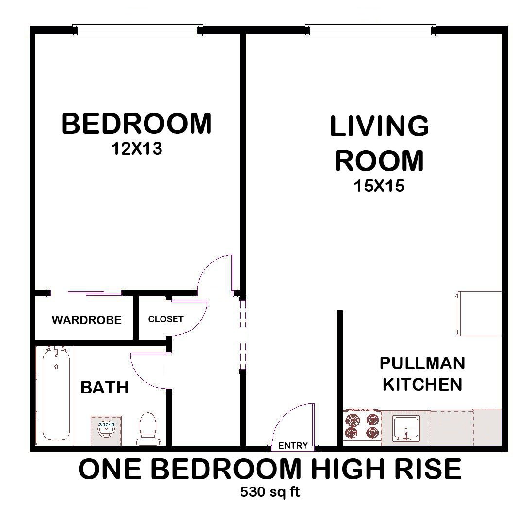 One Bedroom High rise Floor Plan