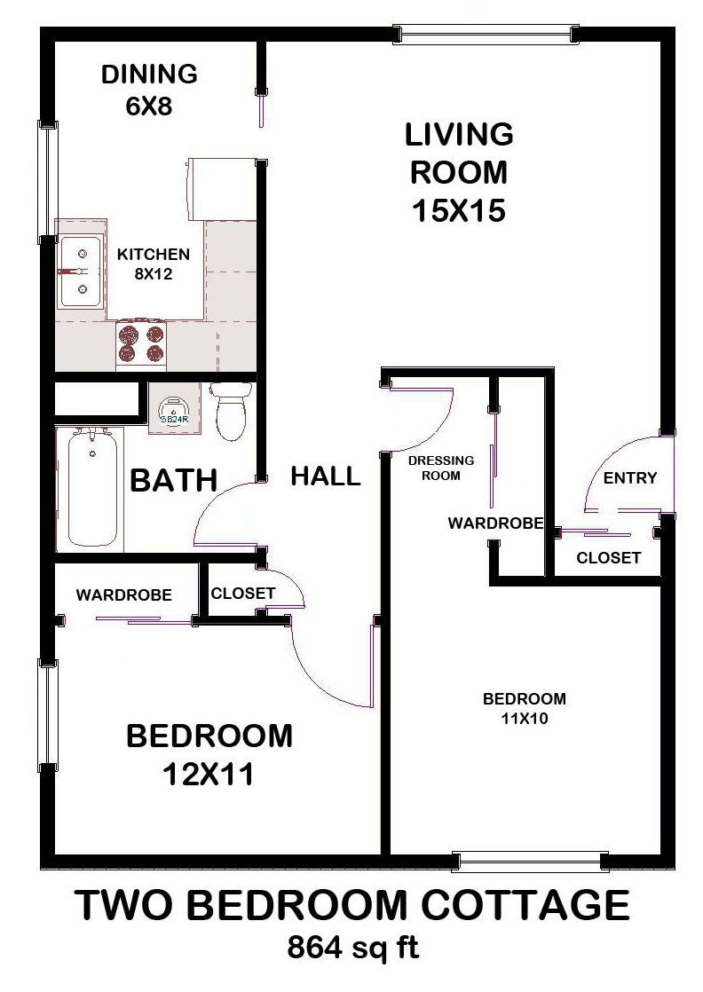 Two Bedroom High Rise Floor Plan