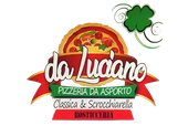 A logo for da luciano pizzeria da asporto