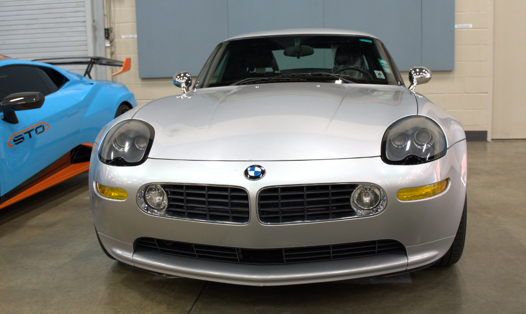 Grill view of silver BMW