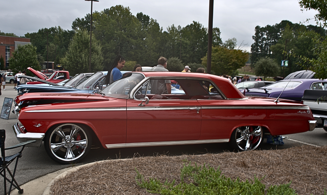 Antique red automobile
