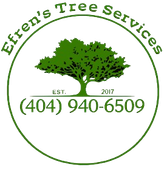 Logo for Efren's Tree Services: green tree in a green circle, with text, and a phone number.