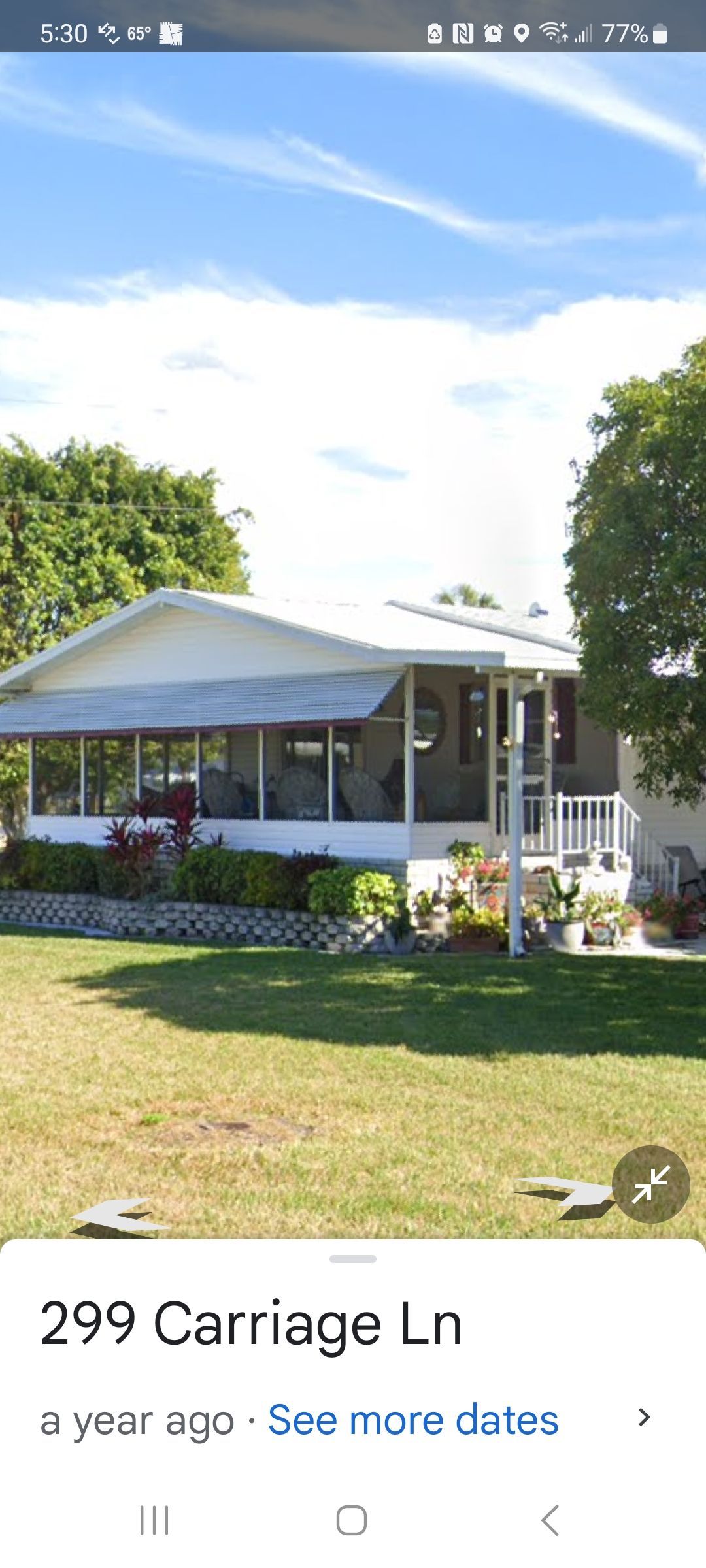 A picture of a mobile home for sale on google maps.