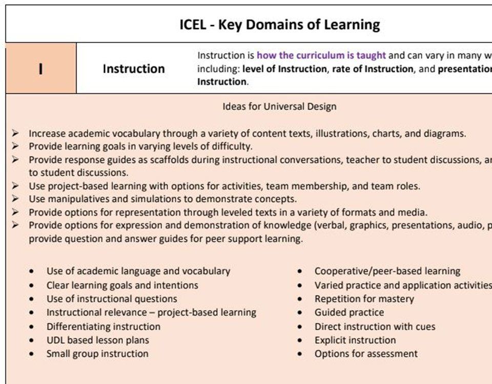 Key domains of learning handout