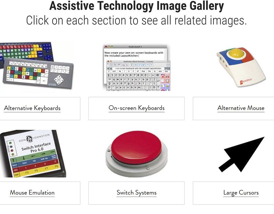 screenshot of the assistive technology image gallery