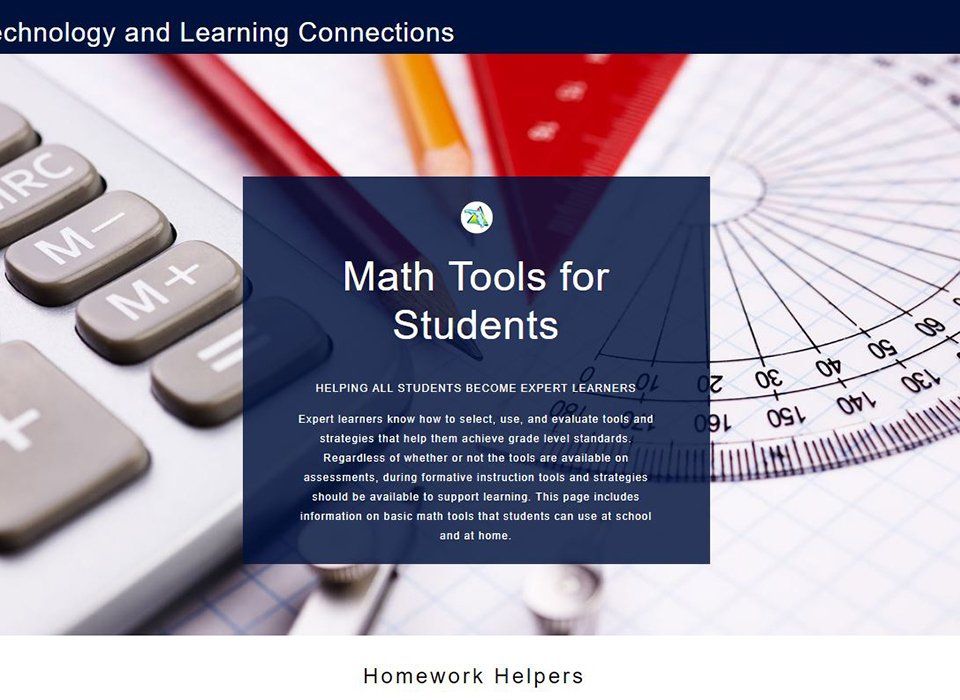 screenshot: math tools for students