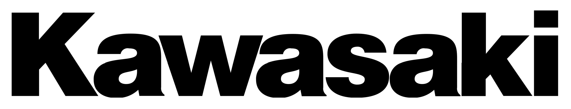 Kawasaki text logo in black.