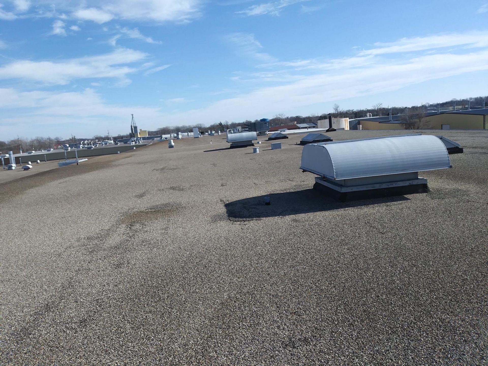 A roof with a lot of vents on it