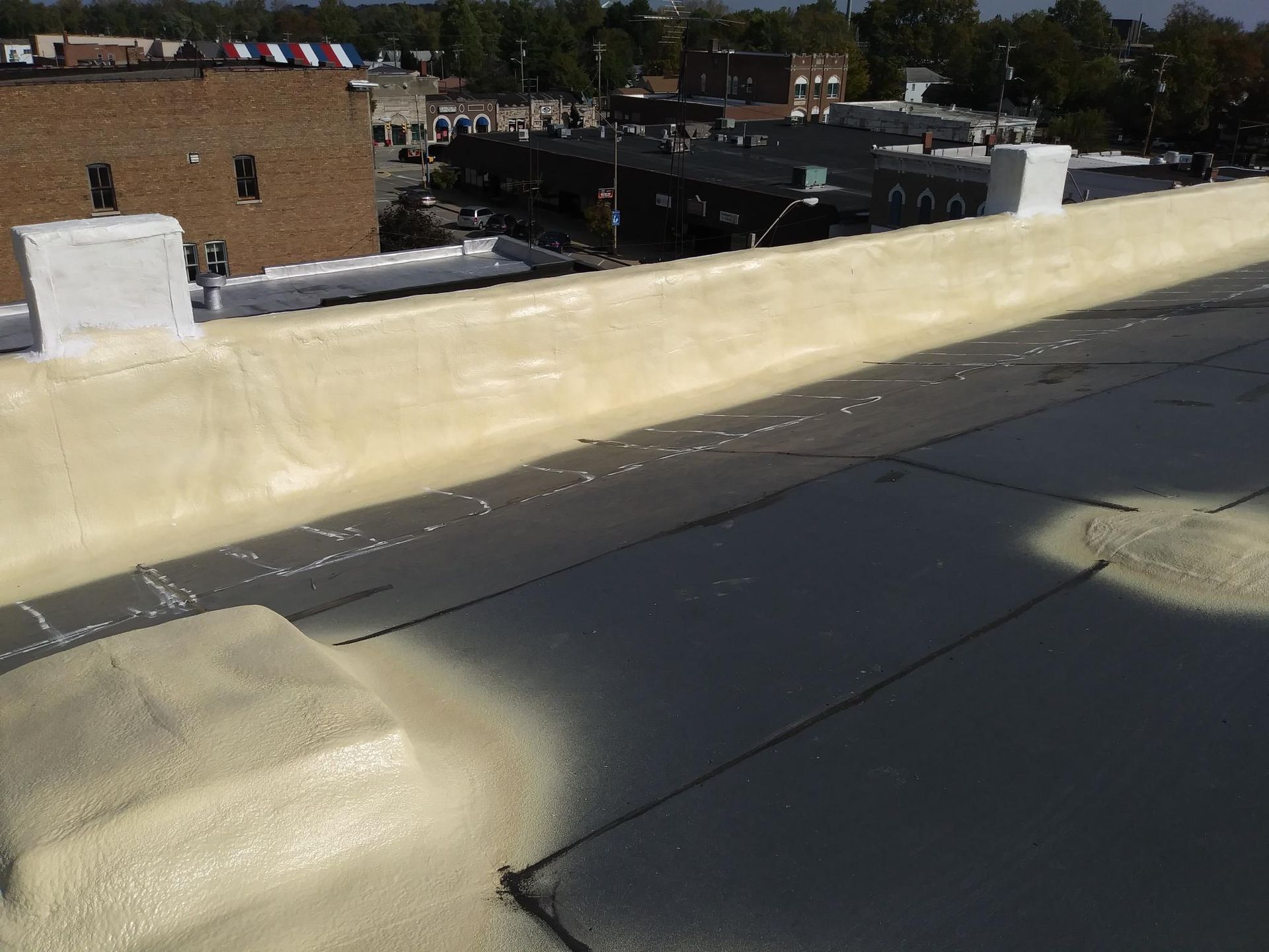 A roof with a lot of foam on it