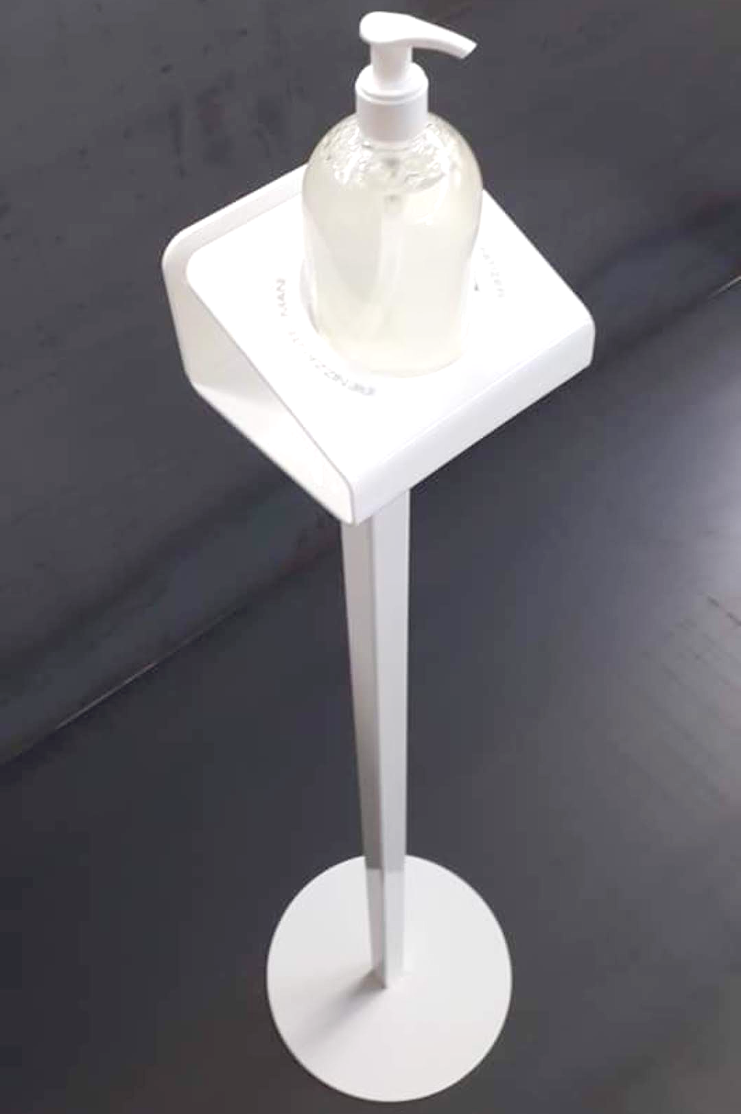 Piantana in ferro verniciato con supporto portagel in plexiglass - Incisoria Plasko rimini