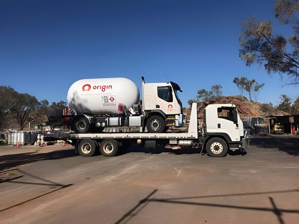 A White Truck With A Tanker — AHT Towing in Ciccone, NT