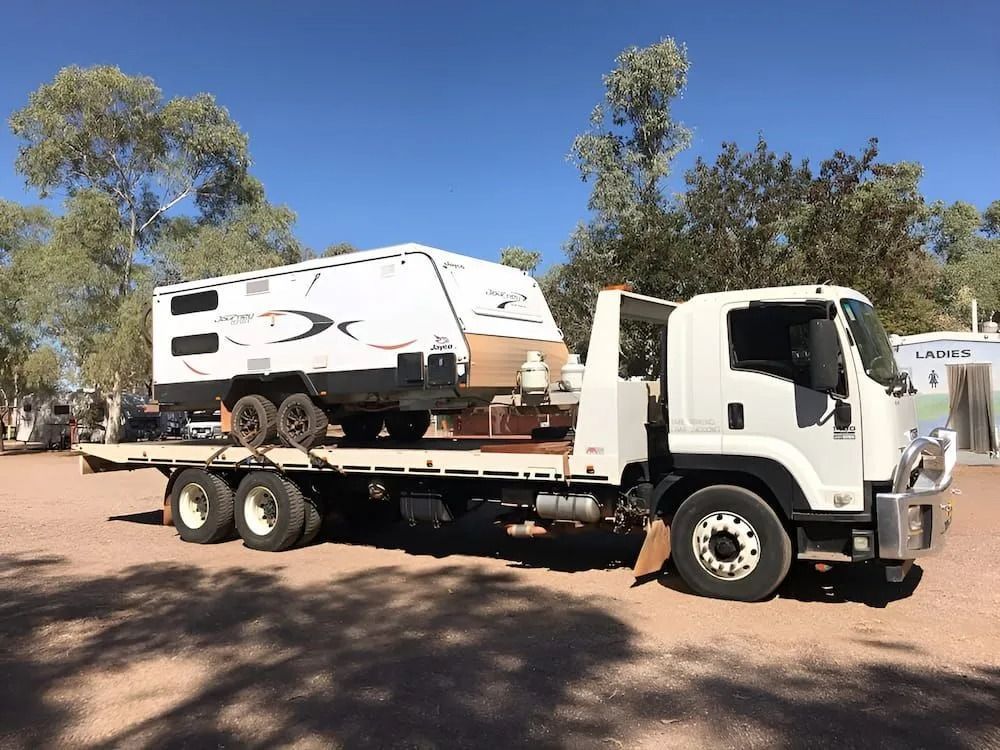 Truck Doing Caravan Transport in Alice Springs