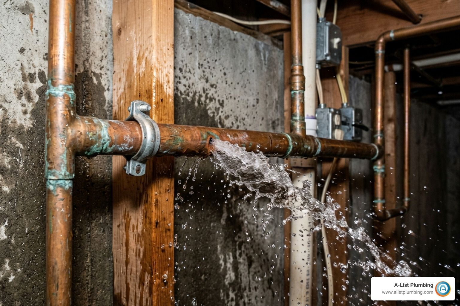 leaking pipe spraying water from copper pipe - best way to fix a leaking pipe