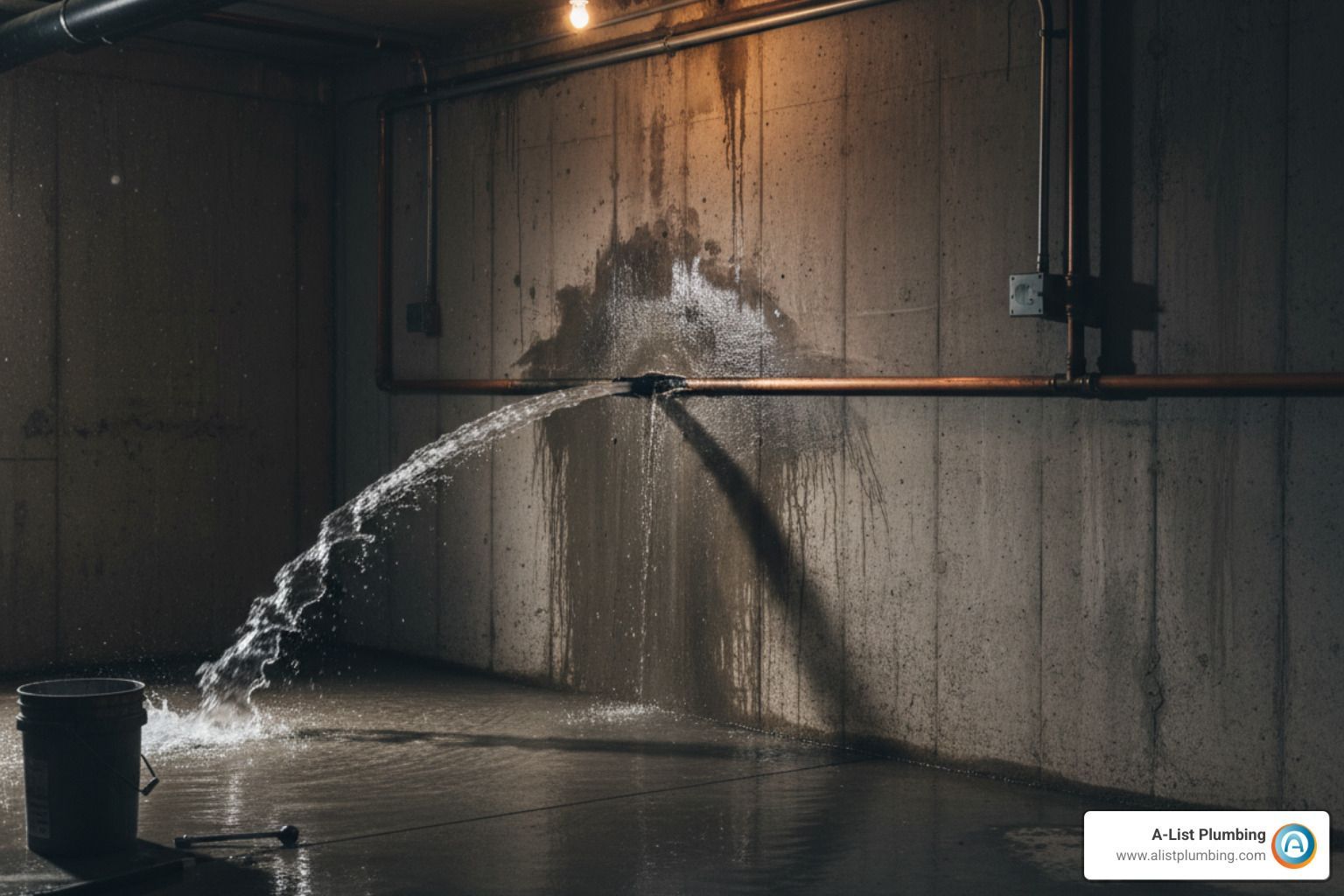 burst copper pipe spraying water in basement - repair burst copper pipe