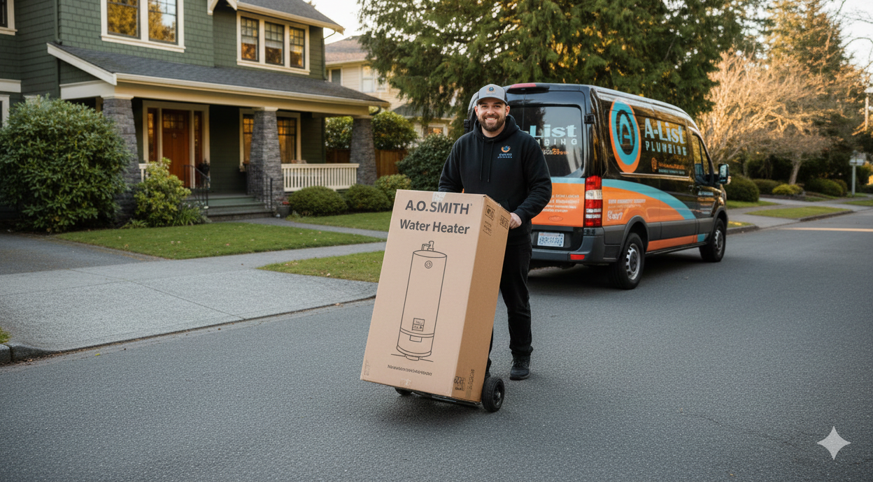 Water heater being delivered