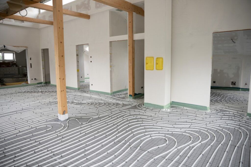 Floor radiant heating system installation