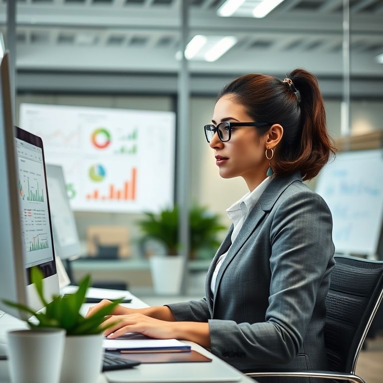 Ejecutiva trabajando en Excel