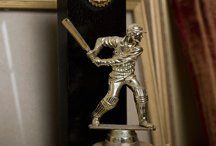 A figurine of a cricketer